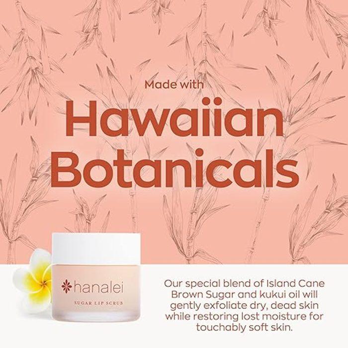 Hanalei Company Sugar Lip Scrub Made With Raw Cane Sugar And Real Hawaiian Kukui Nut Oil